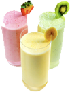 Three colorful Kherb Appeal shake glasses